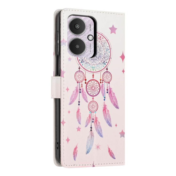 For Redmi 13C Colorful Painting Vegan Leather Phone Case with Lanyard