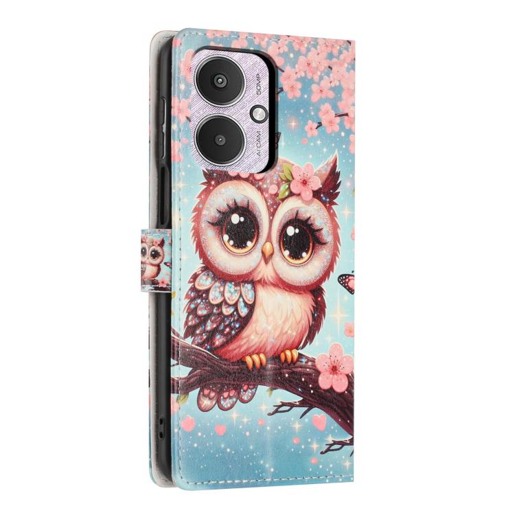 For Redmi 13C Colorful Painting Vegan Leather Phone Case with Lanyard