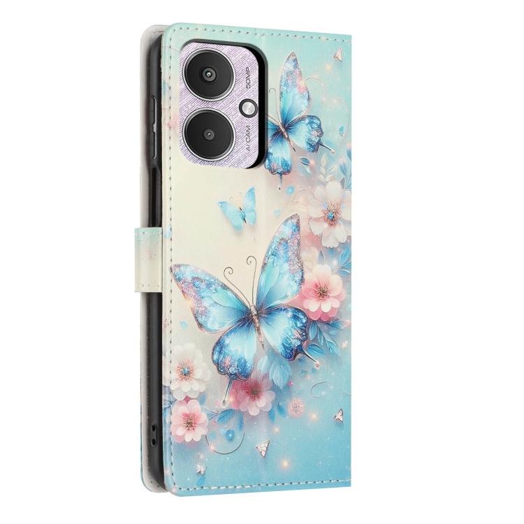 For Redmi 13C Colorful Painting Vegan Leather Phone Case with Lanyard