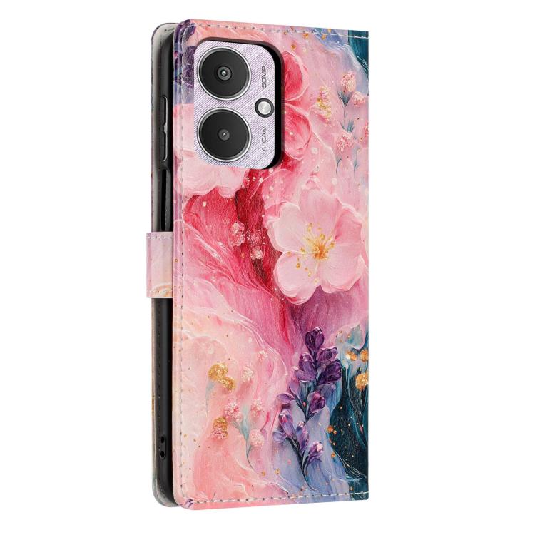 For Redmi 13C Colorful Painting Vegan Leather Phone Case with Lanyard