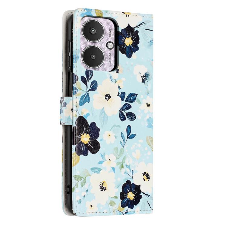 For Redmi 13C Colorful Painting Vegan Leather Phone Case with Lanyard