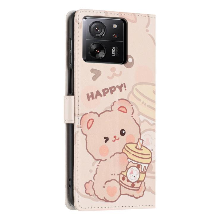 For Redmi 13T / 13T Pro Colorful Painting Vegan Leather Phone Case with Lanyard