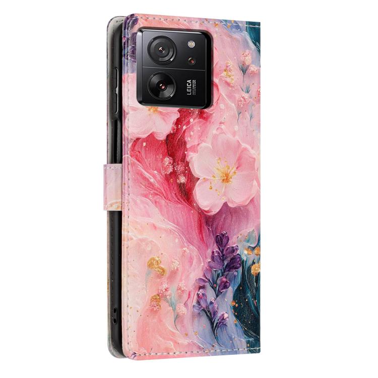 For Redmi 13T / 13T Pro Colorful Painting Vegan Leather Phone Case with Lanyard