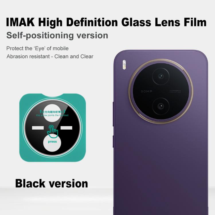 For vivo Y600 Pro 5G IMAK Black Version HD Glass Rear Camera Lens Film, Self-positioning Version