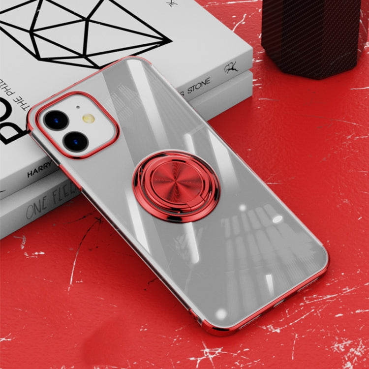 For iPhone 12 mini All-inclusive Electroplating Silicone Case with Ring Holder