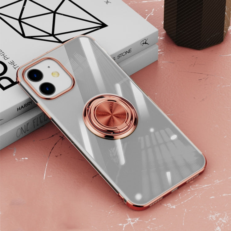 For iPhone 12 mini All-inclusive Electroplating Silicone Case with Ring Holder
