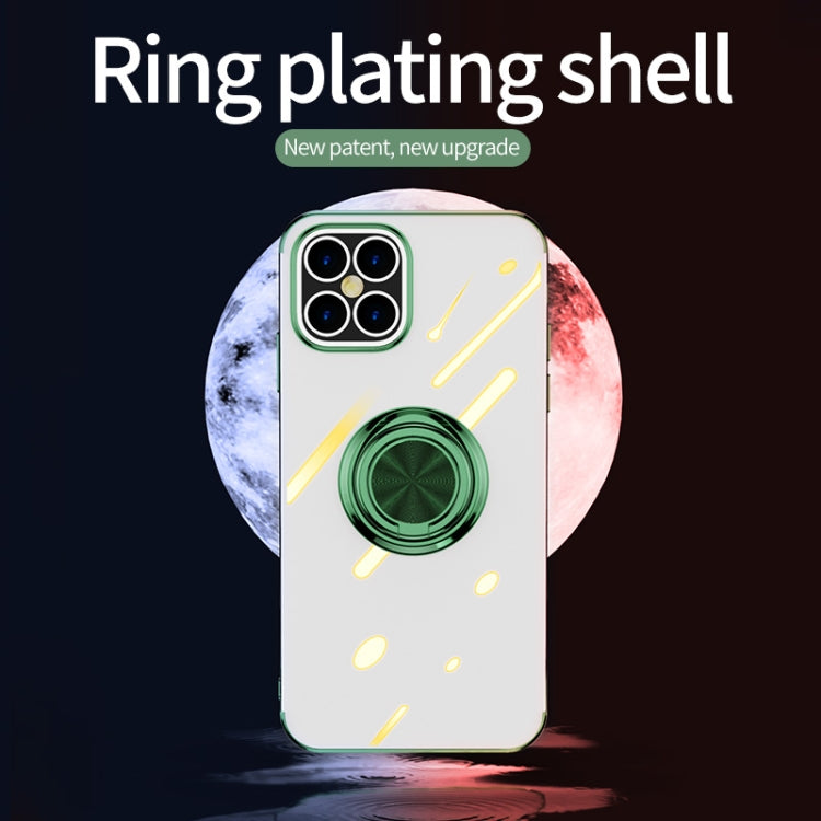 For iPhone 12 mini All-inclusive Electroplating Silicone Case with Ring Holder