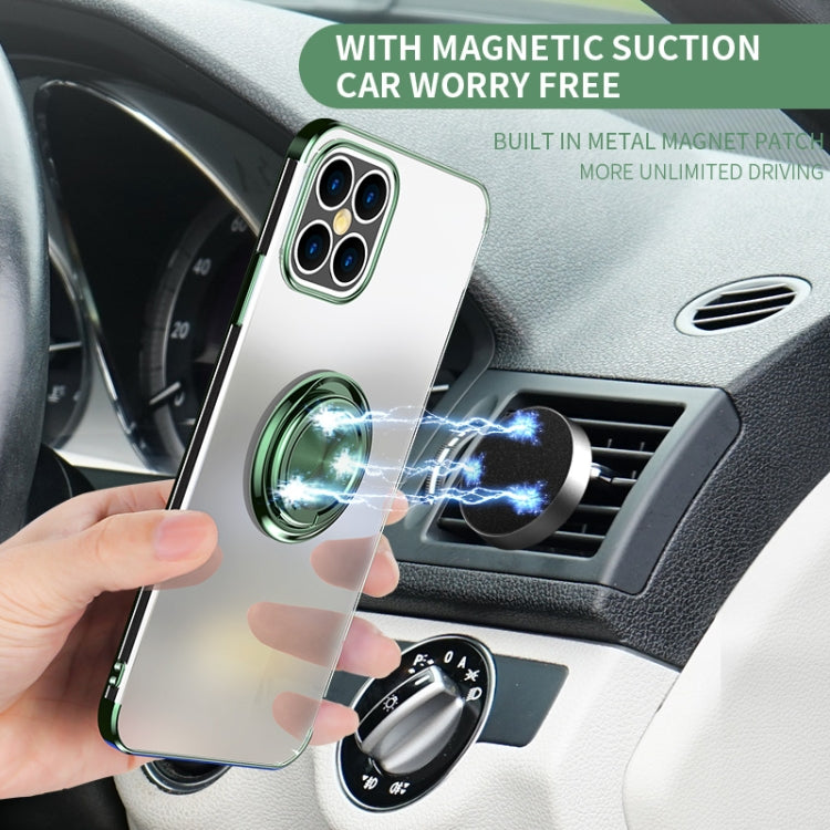 For iPhone 12 mini All-inclusive Electroplating Silicone Case with Ring Holder