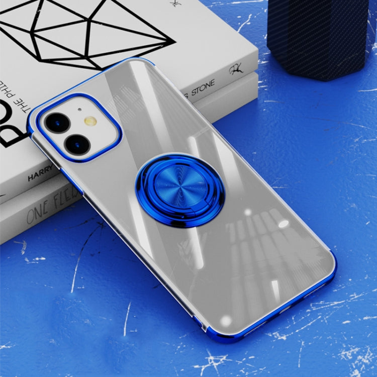 For iPhone 12 / 12 Pro All-inclusive Electroplating Silicone Case with Ring Holder