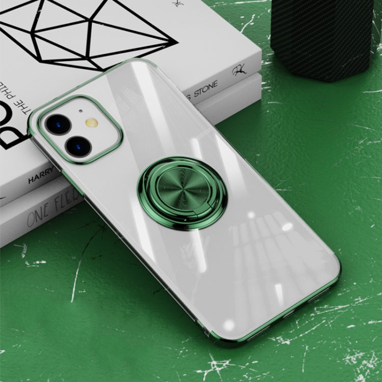 For iPhone 12 / 12 Pro All-inclusive Electroplating Silicone Case with Ring Holder