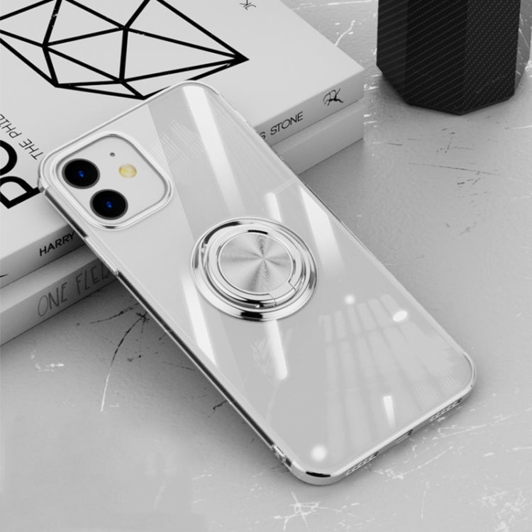 For iPhone 12 / 12 Pro All-inclusive Electroplating Silicone Case with Ring Holder