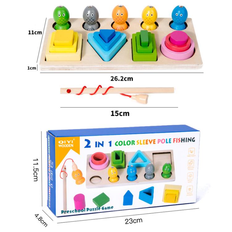 Children Wooden Magnetic Fishing Game Early Education Shape Matching Toys, Type:4 Shape with Fishing