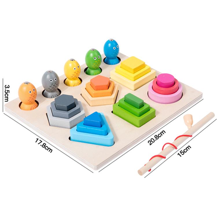 Children Wooden Magnetic Fishing Game Early Education Shape Matching Toys, Type:6 Shape with Fishing