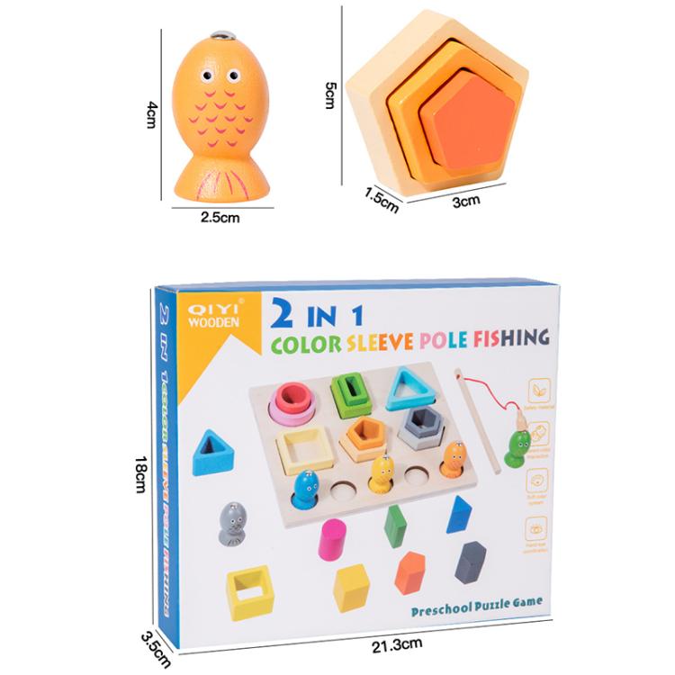 Children Wooden Magnetic Fishing Game Early Education Shape Matching Toys, Type:6 Shape with Fishing
