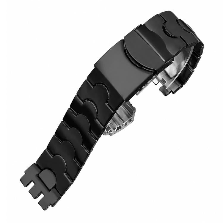 For Swatch 19mm xDfind Crescent-shaped Convex Mouth Steel Watch Band