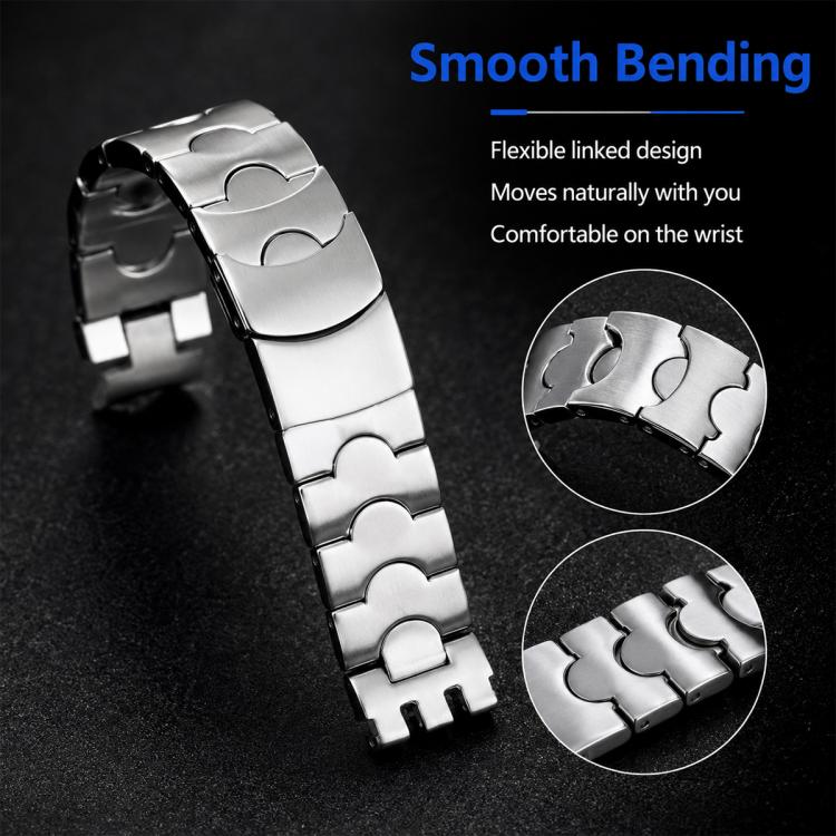 For Swatch 17mm xDfind Crescent-shaped Convex Mouth Steel Watch Band