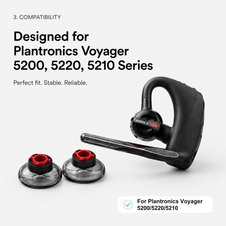 For Plantronics Voyager 5200 5220 5210 / Legend Series XDcase 6pcs / Set Replacement TPU Ear Tips & Sponge Kit, M Size - Transparent Black