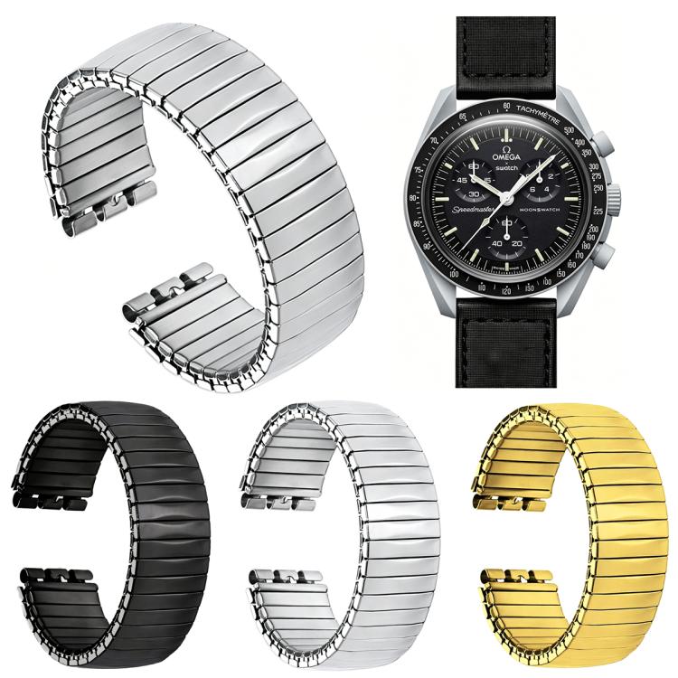 For Swatch 17mm xDfind Trapezoid Stainless Steel Spring Elasticity Watch Band