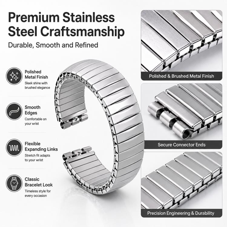 For Swatch 17mm xDfind Trapezoid Stainless Steel Spring Elasticity Watch Band