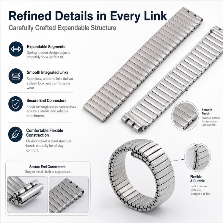 For Swatch 17mm xDfind Trapezoid Stainless Steel Spring Elasticity Watch Band