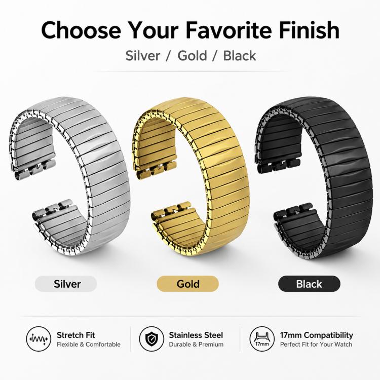 For Swatch 17mm xDfind Trapezoid Stainless Steel Spring Elasticity Watch Band