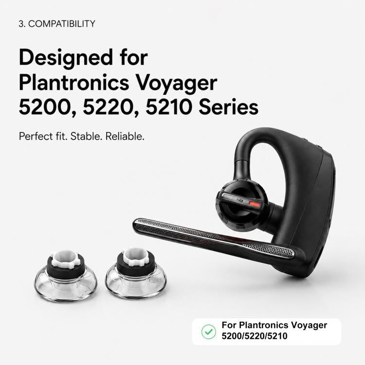 For Plantronics Voyager 5200 5220 5210 / Legend Series XDcase 6pcs / Set Replacement TPU Ear Tips & Sponge Kit, L Size - Transparent