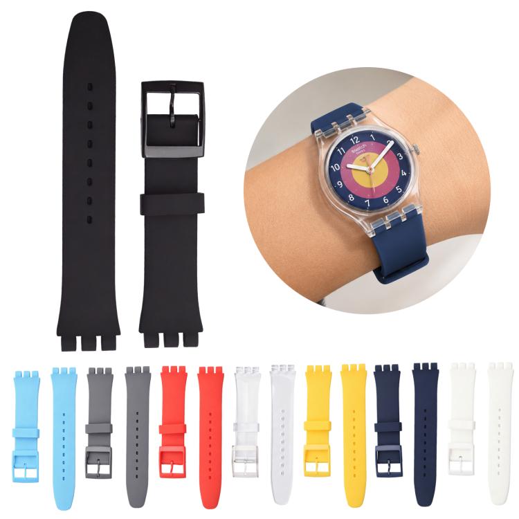 For Swatch 17mm xDfind Convex Mouth Solid Color Silicone Watch Band