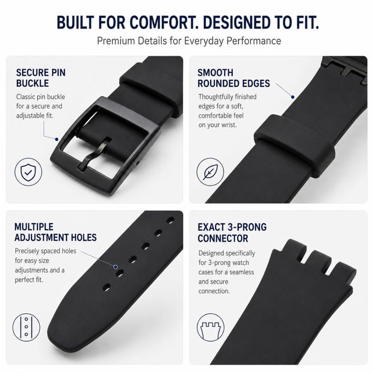 For Swatch 17mm xDfind Convex Mouth Solid Color Silicone Watch Band