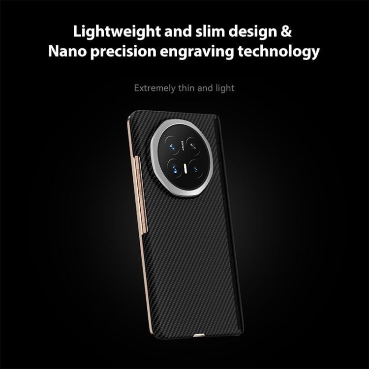 For Honor Magic V6 600D Fine Texture Series Carbon Fiber Dual-Center Magnetic Phone Case - Black
