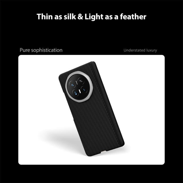 For Honor Magic V6 600D Fine Texture Series Carbon Fiber Dual-Center Magnetic Phone Case - Black