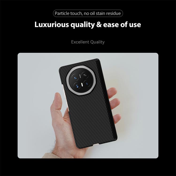 For Honor Magic V6 600D Fine Texture Series Carbon Fiber Dual-Center Magnetic Phone Case - Black