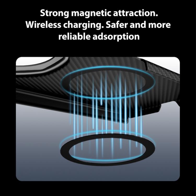 For Honor Magic V6 600D Fine Texture Series Carbon Fiber Dual-Center Magnetic Phone Case - Black