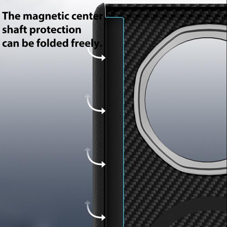 For Honor Magic V6 600D Fine Texture Series Carbon Fiber Dual-Center Magnetic Phone Case - Black