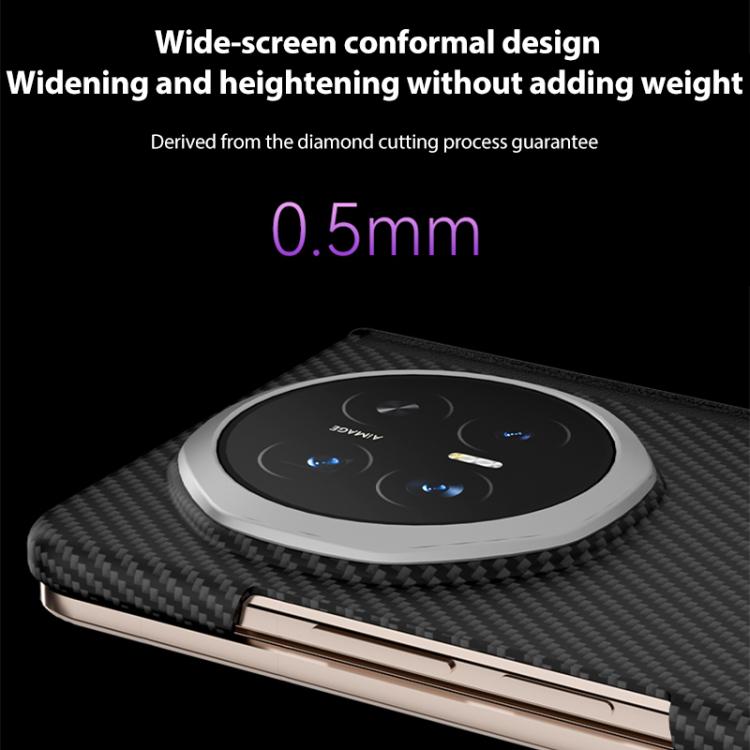 For Honor Magic V6 600D Fine Texture Series Carbon Fiber Dual-Center Magnetic Phone Case - Black
