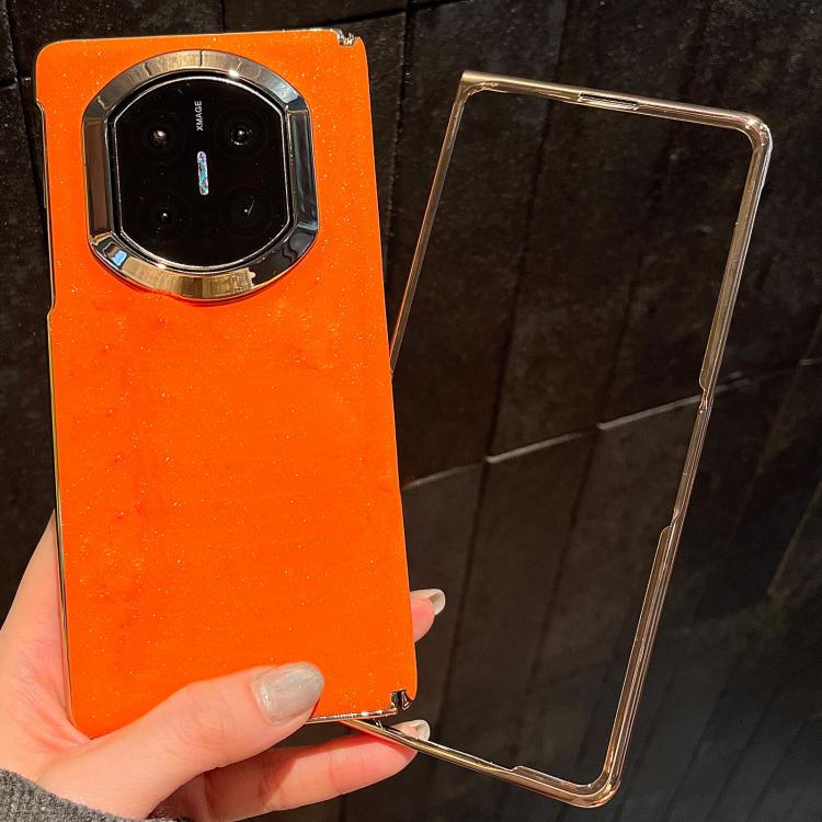 For Huawei Mate X7 Starry Sparkle Orange Shockproof Phone Case with Frame