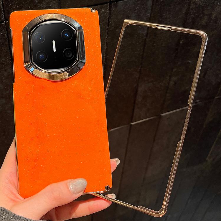 For Huawei Mate X6 Starry Sparkle Orange Shockproof Phone Case with Frame