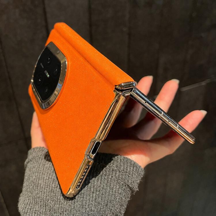 For Huawei Mate X7 Starry Sparkle Orange Shockproof Phone Case with Frame