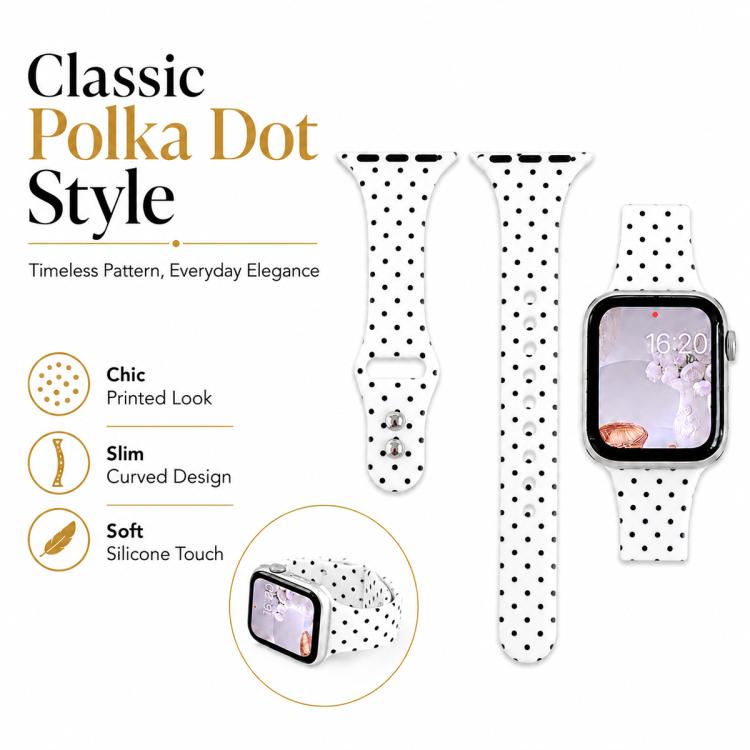 For Apple Watch 42mm / 41mm / 40mm / 38mm Slim Dual-Stud Buckle Dots Printed Silicone Watch Band