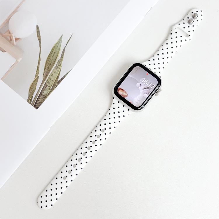 For Apple Watch 42mm / 41mm / 40mm / 38mm Slim Dual-Stud Buckle Dots Printed Silicone Watch Band
