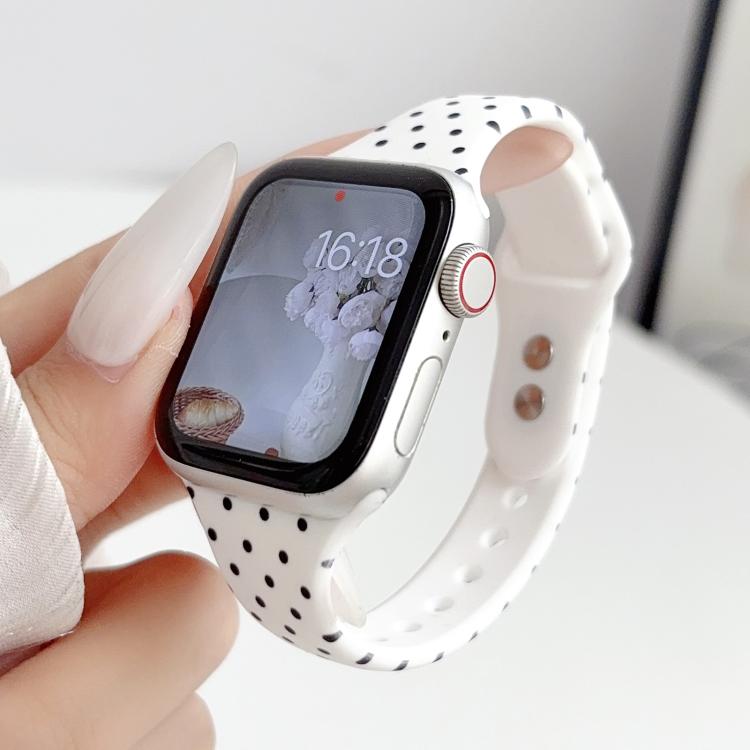 For Apple Watch 42mm / 41mm / 40mm / 38mm Slim Dual-Stud Buckle Dots Printed Silicone Watch Band
