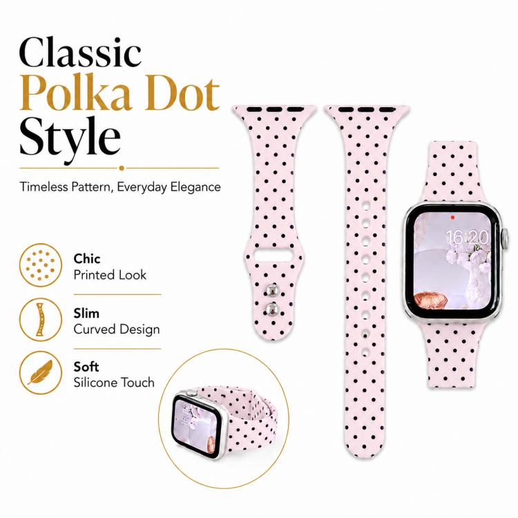 For Apple Watch 42mm / 41mm / 40mm / 38mm Slim Dual-Stud Buckle Dots Printed Silicone Watch Band