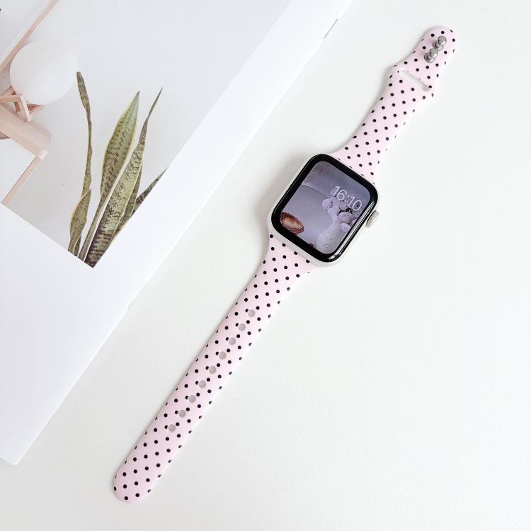 For Apple Watch 42mm / 41mm / 40mm / 38mm Slim Dual-Stud Buckle Dots Printed Silicone Watch Band