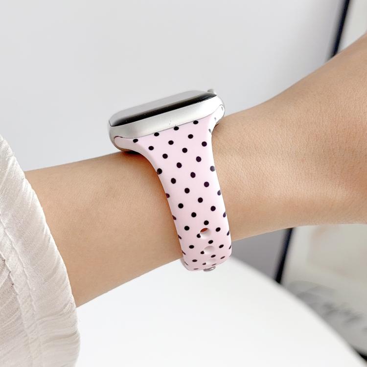 For Apple Watch 42mm / 41mm / 40mm / 38mm Slim Dual-Stud Buckle Dots Printed Silicone Watch Band