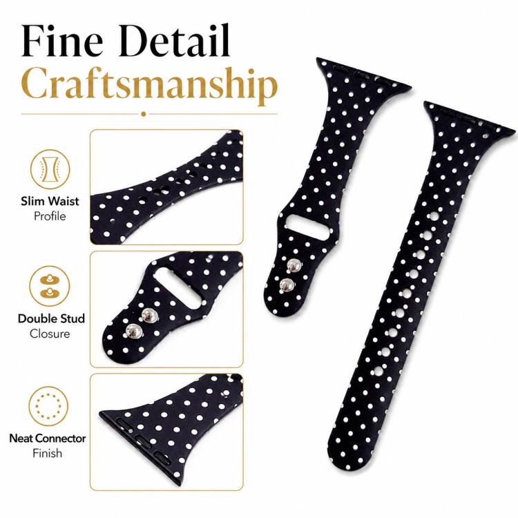 For Apple Watch 42mm / 41mm / 40mm / 38mm Slim Dual-Stud Buckle Dots Printed Silicone Watch Band