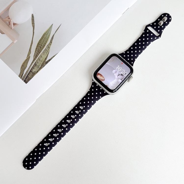 For Apple Watch 42mm / 41mm / 40mm / 38mm Slim Dual-Stud Buckle Dots Printed Silicone Watch Band
