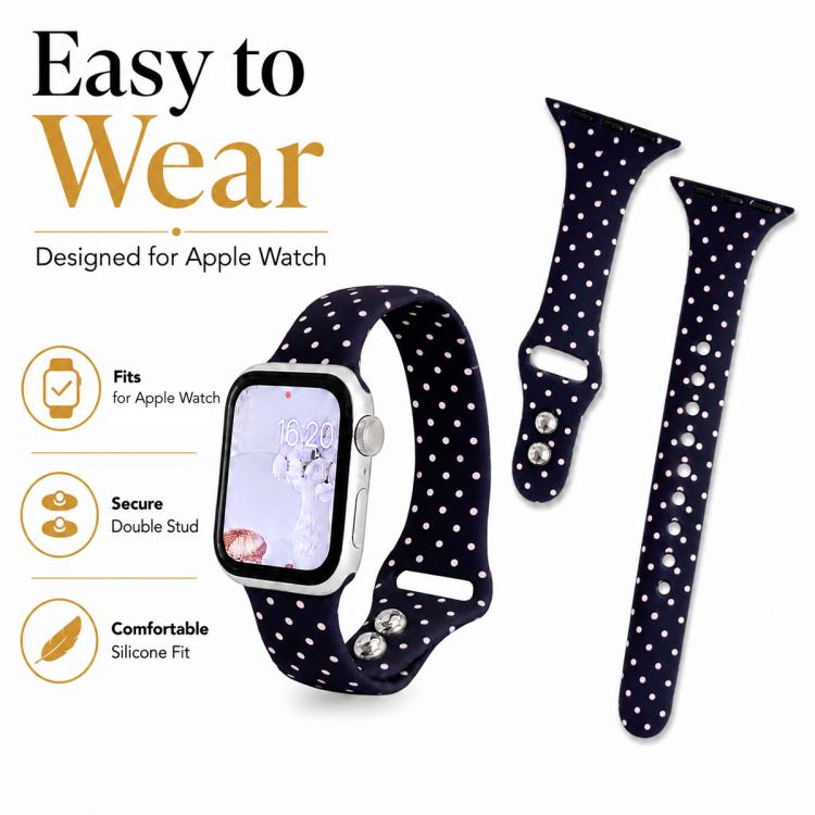 For Apple Watch 42mm / 41mm / 40mm / 38mm Slim Dual-Stud Buckle Dots Printed Silicone Watch Band