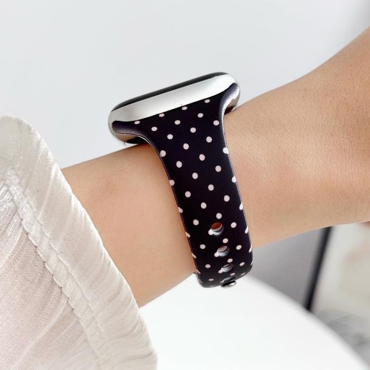 For Apple Watch 42mm / 41mm / 40mm / 38mm Slim Dual-Stud Buckle Dots Printed Silicone Watch Band