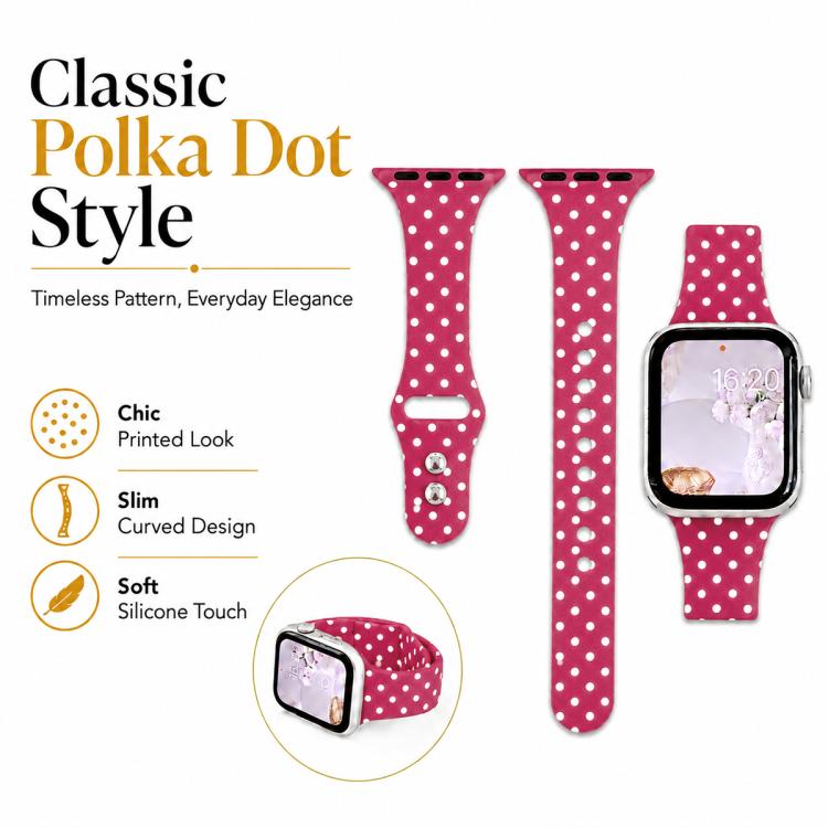 For Apple Watch 42mm / 41mm / 40mm / 38mm Slim Dual-Stud Buckle Dots Printed Silicone Watch Band