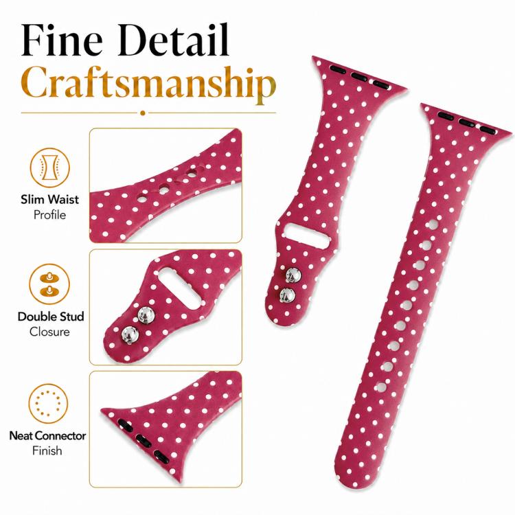 For Apple Watch 42mm / 41mm / 40mm / 38mm Slim Dual-Stud Buckle Dots Printed Silicone Watch Band