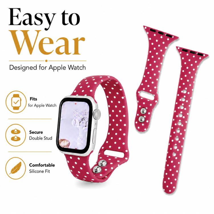 For Apple Watch 42mm / 41mm / 40mm / 38mm Slim Dual-Stud Buckle Dots Printed Silicone Watch Band